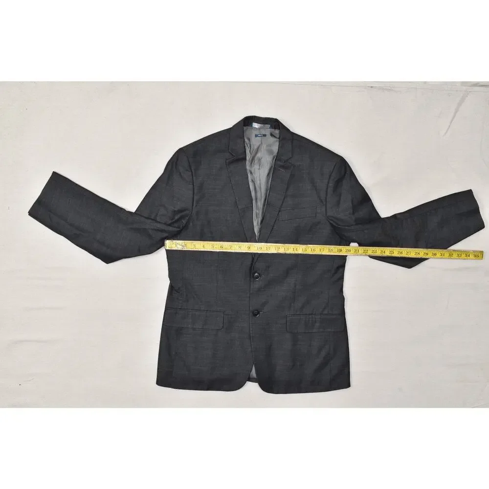 Perry Ellis 42 Short Slim Fit Gray Micro-Twill 2-Button Lined Sport Coat Jacket